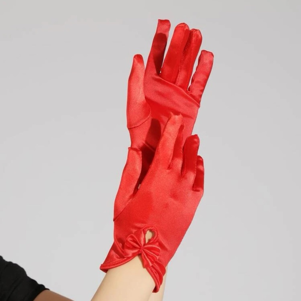 Red bow decor gloves